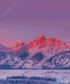 Glacier Mountain Sunset Diamond Painting