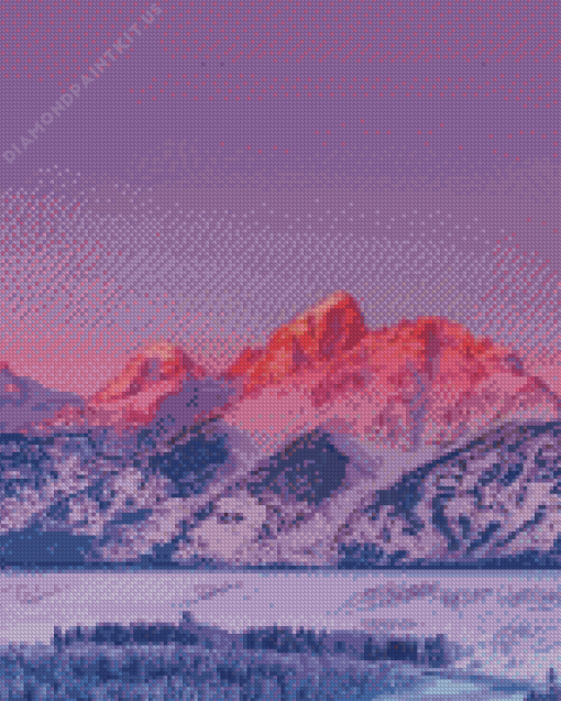 Glacier Mountain Sunset Diamond Painting