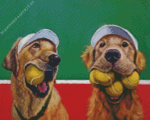 Golden Retrievers With Balls Diamond Painting