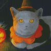 Grey Cat Witch Diamond Painting