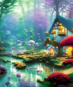 Mystery Forest House Art Diamond Painting