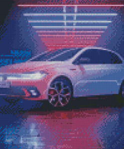 Neon Lights Volkswagen Polo Diamond Painting