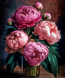 Pink Peonies in Vase Diamond Painting