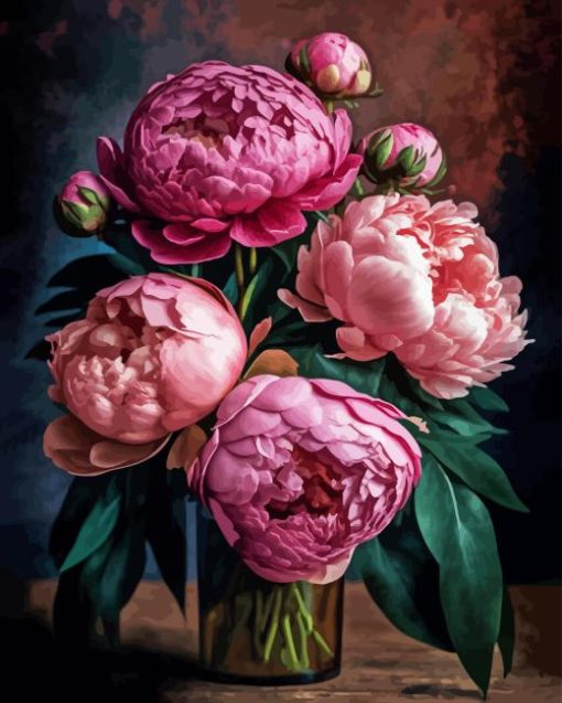 Pink Peonies in Vase Diamond Painting