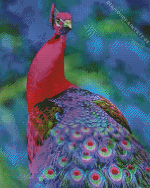 Pink And Purple Peacock Diamond Painting