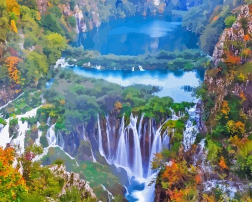 Plitvice Lakes Autumn Diamond Painting