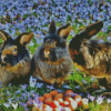 Rabbit in Flower Field Diamond Painting