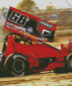 Red 410 Dirt Sprint Car Diamond Painting