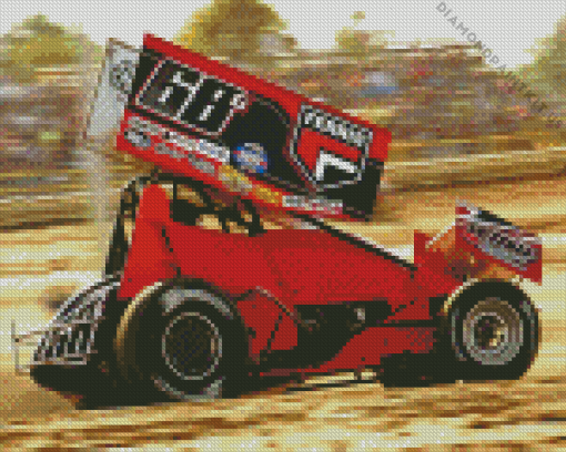 Red 410 Dirt Sprint Car Diamond Painting