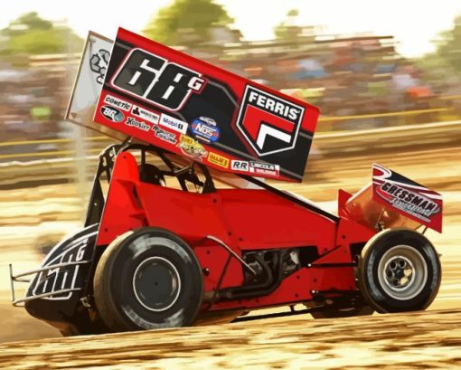 Red 410 Dirt Sprint Car Diamond Painting