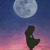 Silhouette Moon Girl Diamond Painting