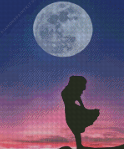 Silhouette Moon Girl Diamond Painting