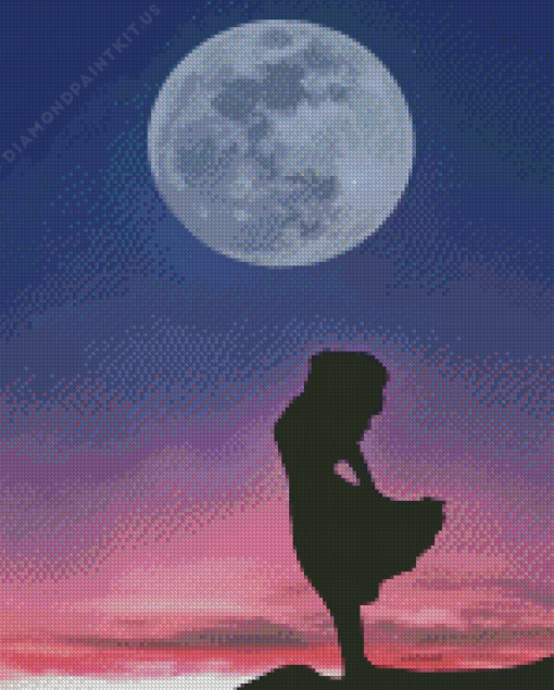 Silhouette Moon Girl Diamond Painting