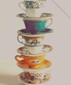 Stacked Tea Cups Diamond Painting