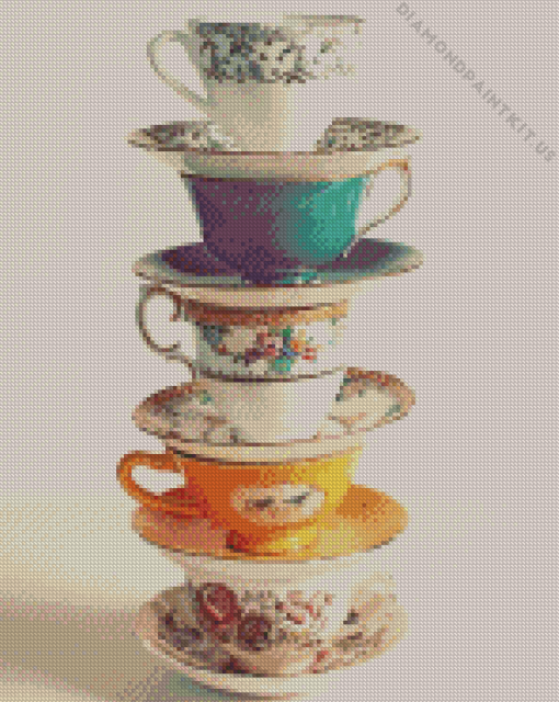 Stacked Tea Cups Diamond Painting