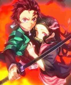 Tanjiro And Nezuko Kimetsu No Yaiba Diamond Painting