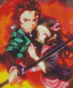 Tanjiro And Nezuko Kimetsu No Yaiba Diamond Painting