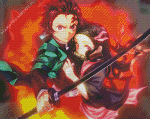 Tanjiro And Nezuko Kimetsu No Yaiba Diamond Painting