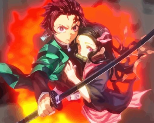 Tanjiro And Nezuko Kimetsu No Yaiba Diamond Painting