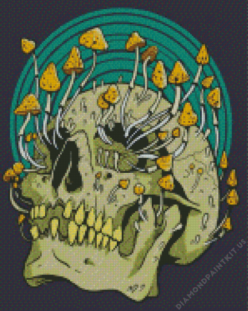 Trippy Mushroom Skull Diamond Painting