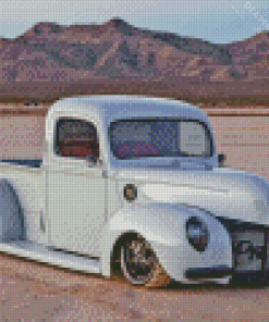 White 1940 Ford in Desert Diamond Painting