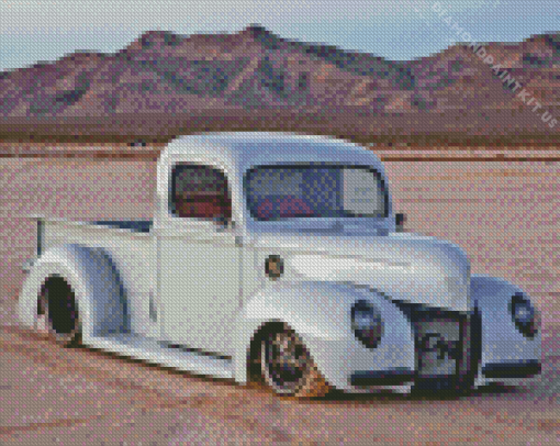 White 1940 Ford in Desert Diamond Painting