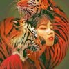 Woman And Tigers Diamond Painting