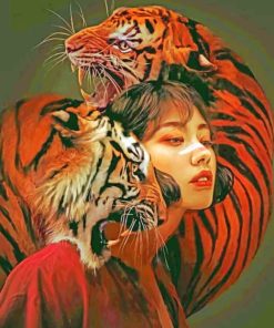 Woman And Tigers Diamond Painting