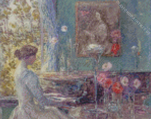 Woman Playing Piano Childe Hassam Diamond Painting