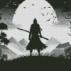 Black And White Ninja Silhouette Diamond Painting