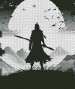 Black And White Ninja Silhouette Diamond Painting