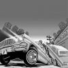 Black and White Lowrider Cars Diamond Painting