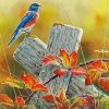 Blue Bird Autumn Diamond Painting