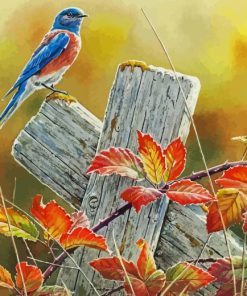 Blue Bird Autumn Diamond Painting