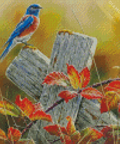 Blue Bird Autumn Diamond Painting