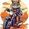 Vintage Cat on Motorcycle Diamond Painting