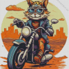 Vintage Cat on Motorcycle Diamond Painting