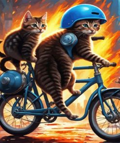 Cats On The Bike Diamond Painting