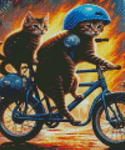 Cats On The Bike Diamond Painting