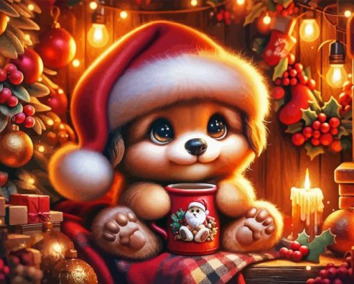 Christmas Puppy Art Diamond Painting