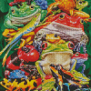 Colorful Pile Up Frogs Diamond Painting