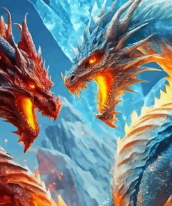 Fire and Ice Dragons Art Diamond Painting