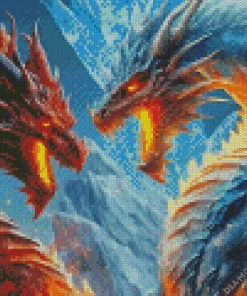 Fire and Ice Dragons Art Diamond Painting