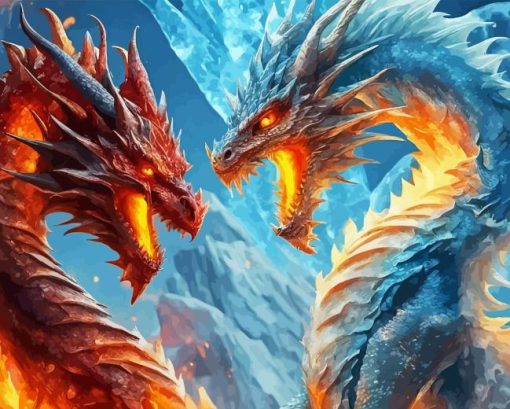 Fire and Ice Dragons Art Diamond Painting