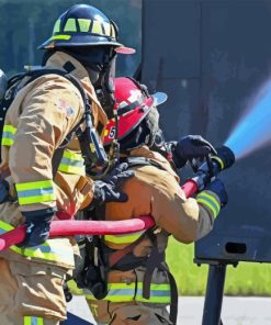 Firefighter Fighting Fire Diamond Painting