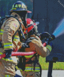 Firefighter Fighting Fire Diamond Painting