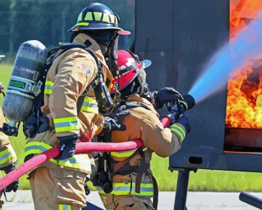 Firefighter Fighting Fire Diamond Painting