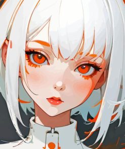 Anime Girl White Hair Diamond Painting