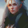 Grey Hair Girl Diamond Painting