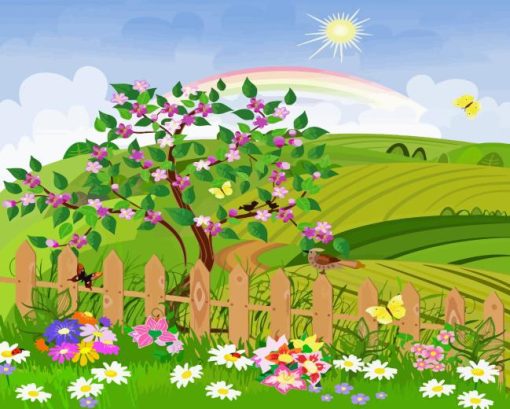 Illustration Spring Garden Diamond Painting